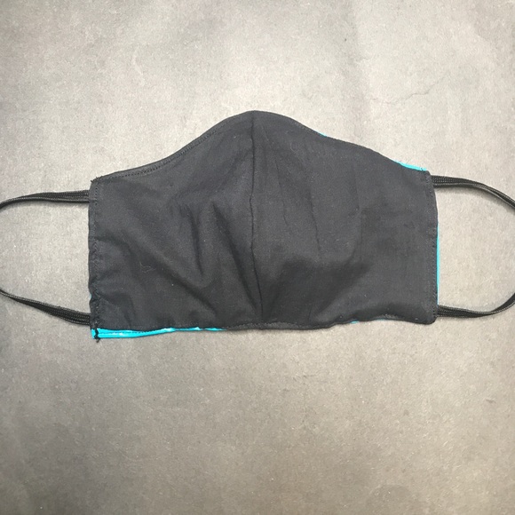 Handmade Turquoise Blue Face Mask Wet Look PVC Vinyl Cosplay Costume Rave Mens - Picture 5 of 7